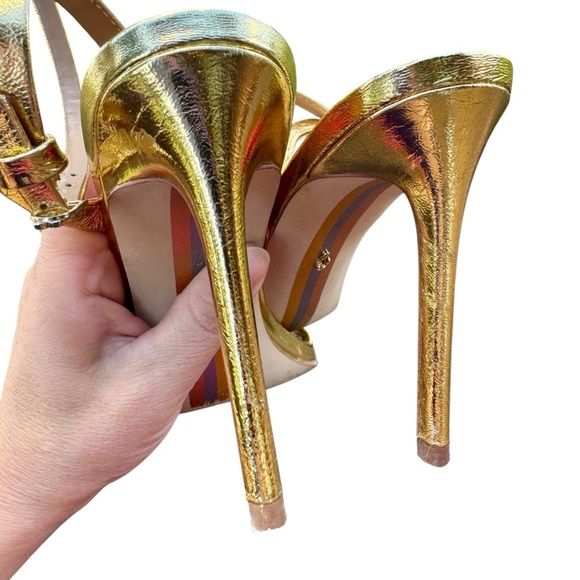 SAM EDELMAN Orchid Strappy Heel Sandals in Gold Mine Size 7 - Picture 8 of 10